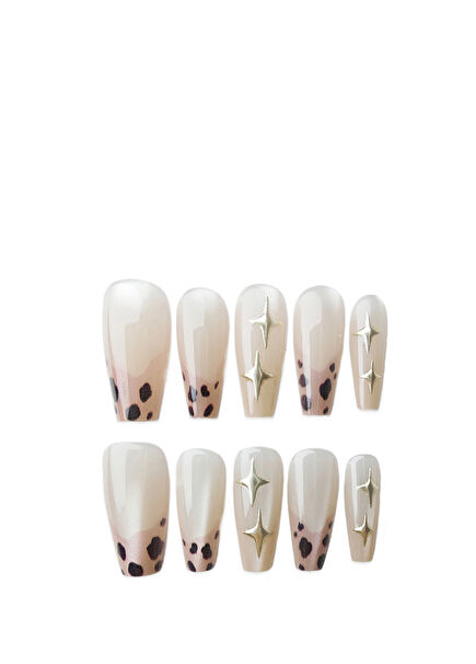 Ten Rengi Uzun Balerin 10'lu Protez Takma Tırnak 