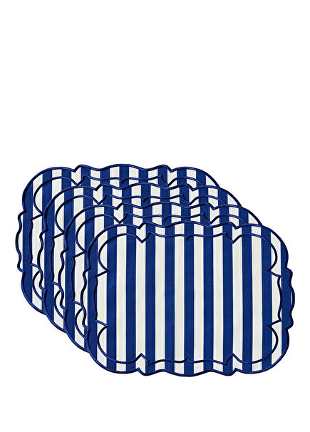 Azur Line Lacivert Çizgili 4'lü Amerikan Servis Seti