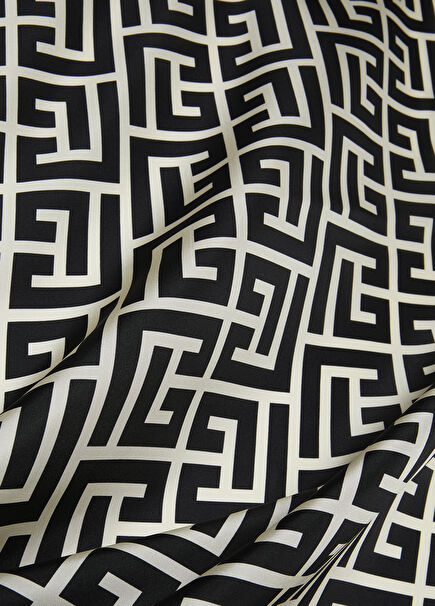 Siyah Beyaz Kadın İpek Şal