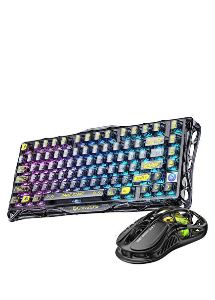 Mercury Black K1 Lite+M2 Wireless Rgb Illuminated Mechanical Q Gaming Keyboard and Optical Mouse Set