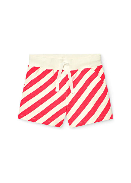 Kırmızı Beyaz Çizgili Kız Çocuk Şort