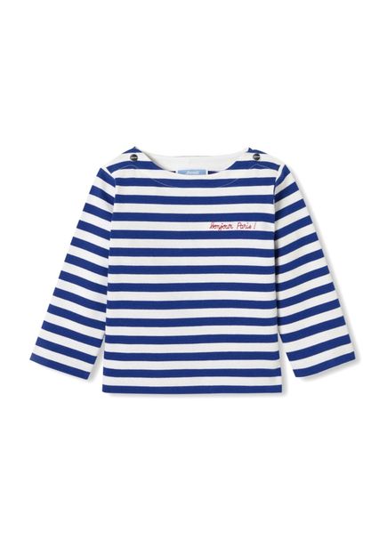 Denizci Lacivert Çizgili Pamuklu Uzun Kollu Erkek Bebek T-Shirt