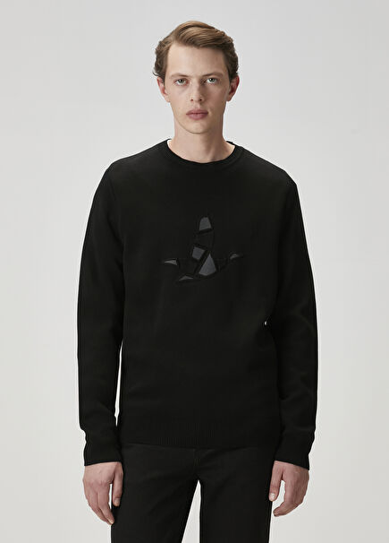 Black Logo Patched Sweater