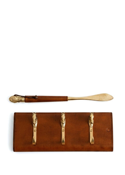 Brass Leather Hanger and Shoe Horn Set