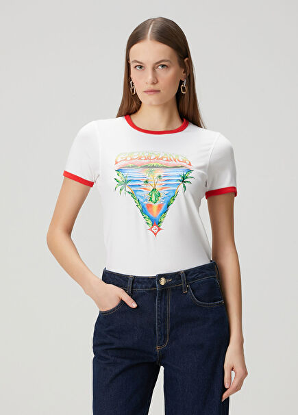 Innocence Triangle Ringer Beyaz T-shirt