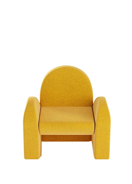 Solid Wood Cotton Upholstered Yellow Armchair