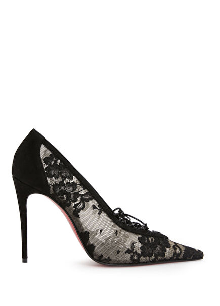 Kate Siyah Krem Dantel Dokulu Stiletto
