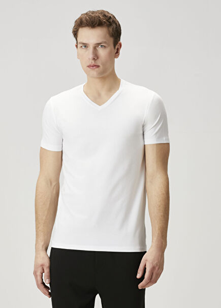 White V-Neck Basic T-Shirt