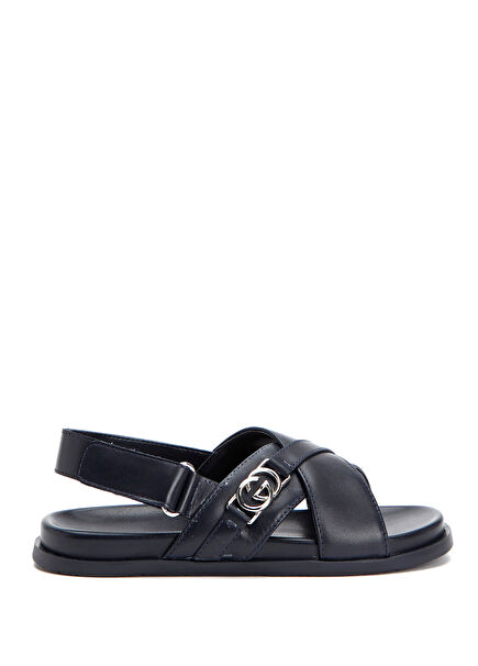 Lacivert Unisex Çocuk Deri Sandalet