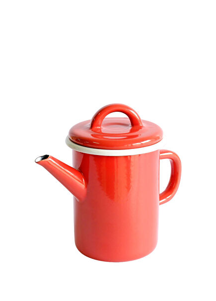 Kırmızı Emaye Silindir Demlik