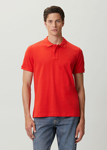Red Polo Button-Down T-Shirt