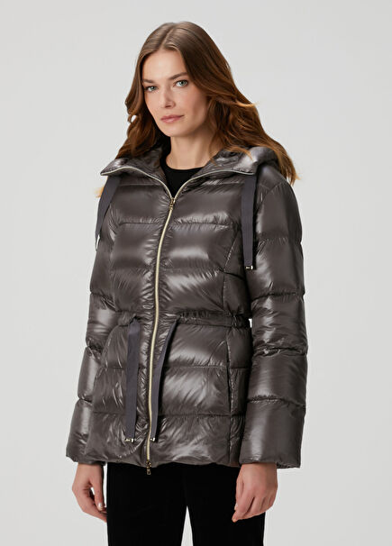 Antrasit Kapüşonlu Mont