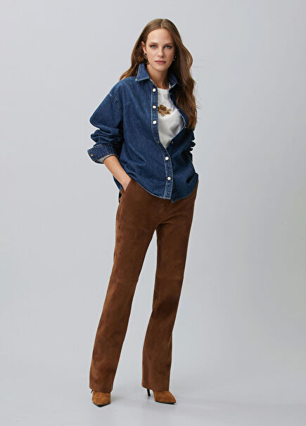 Camel Süet Pantolon
