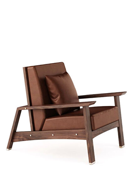 Akita Series Brown Walnut Wooden Armchair