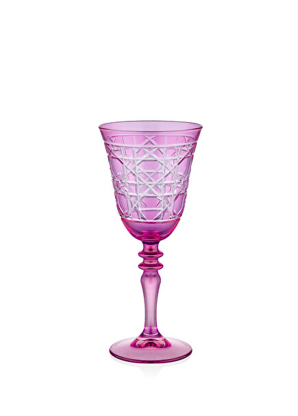 Gloria Pink Crystal Patterned Glass Goblet