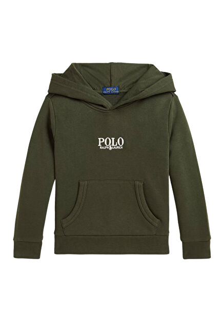 Koyu Yeşil Kapüşonlu Unisex Çocuk Sweatshirt