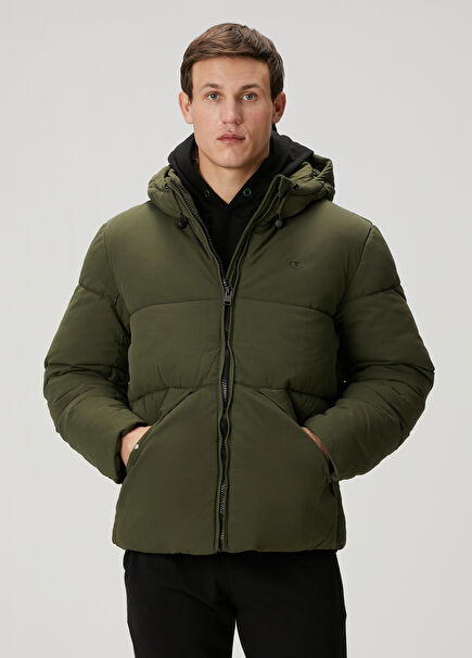 Khaki Hooded Puff Coat