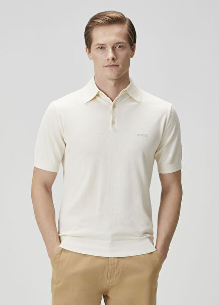 Beyaz Polo Yaka Kısa Kollu Triko