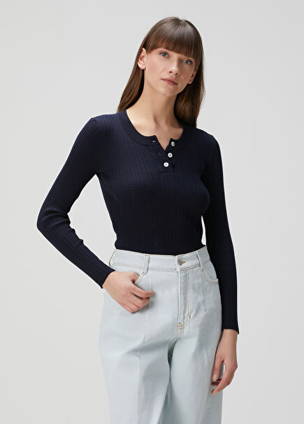 Keep Close Dark Blue Organic Cotton Knitwear