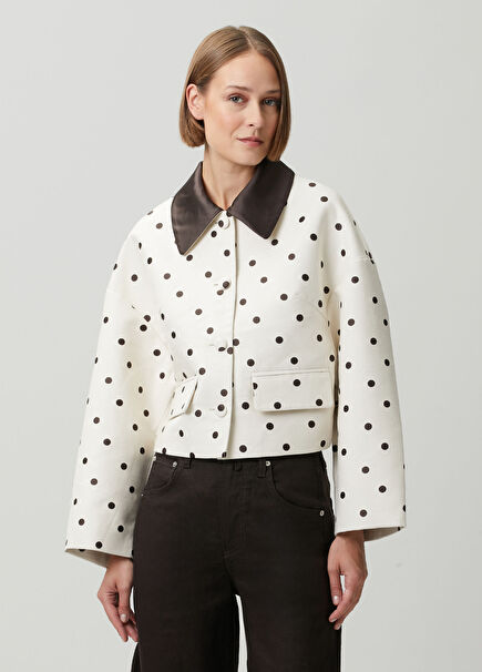 Bebeth Off-White Polka Dot Crop Jacket