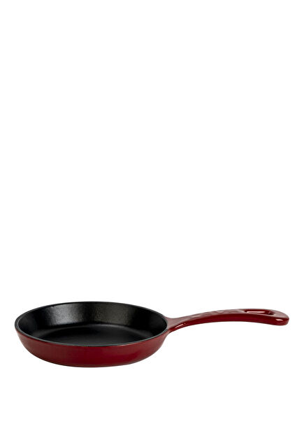 Burgundy Cast Iron Round Solid Frying Pan with Handle 16 cm