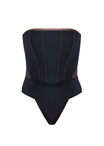 Sculpt Black Strapless Corset Swimsuit