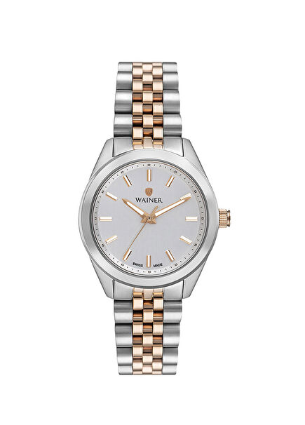 WA.18542-B Gümüş Altın Rengi Çelik Kadın Kol Saati