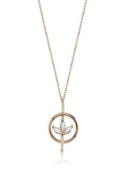 14K Rosegold Women's Necklace with Minimal Lotus Motif