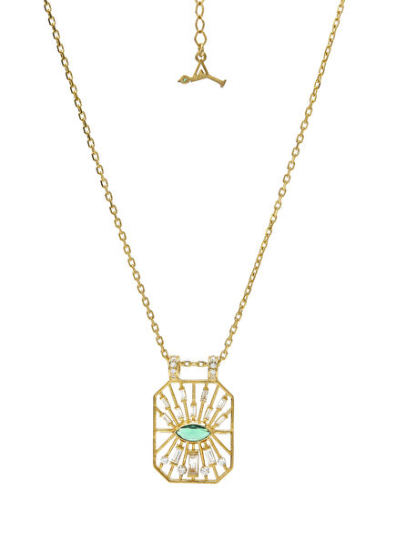 Shining Eye 925 Sterling Silver 18K Gold Plated Necklace