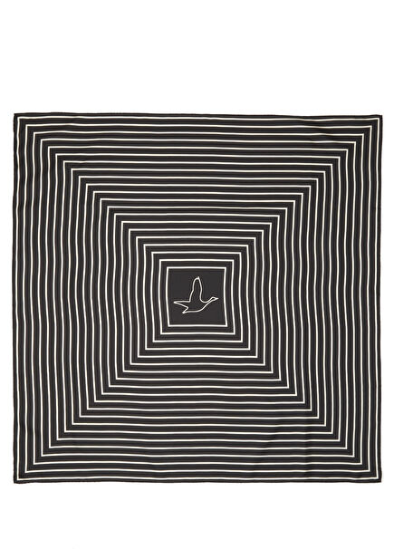 Black Striped Silk Scarf