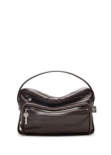 Camero Camera Kahverengi Erkek Deri Omuz Çantası