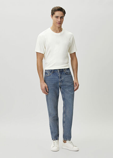 Blue Washed Tapered Fit Jeans