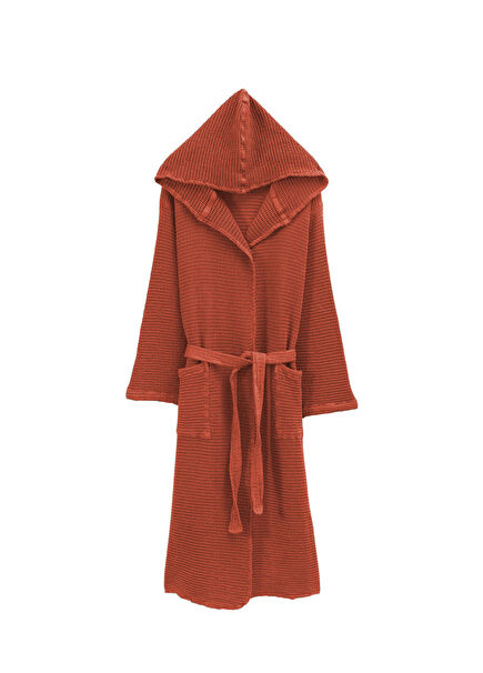 Bohemian Waffle Textured Dim Red Unisex Bamboo Bathrobe