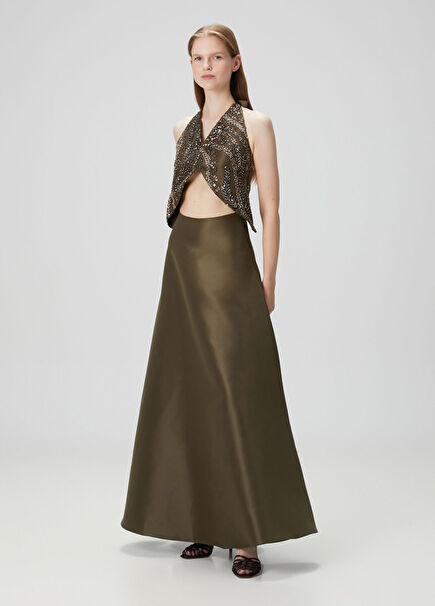 Heidi Haki Payetli Maksi Abiye Elbise