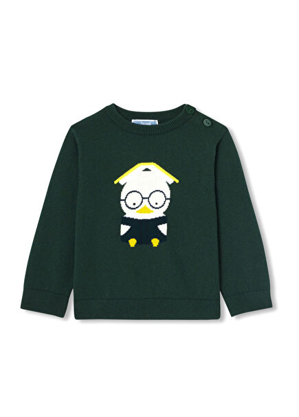Green Baby Boy Sweater with Motif