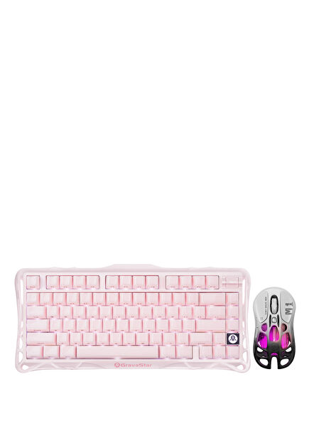Mercury K1+M1 Pro Kablosuz RGB Işıklı Mekanik Q Special Edition Pembe Gaming Klavye ve Optik Mouse Seti