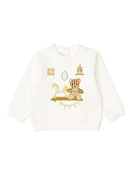 Beyaz Unisex Bebek Sweatshirt