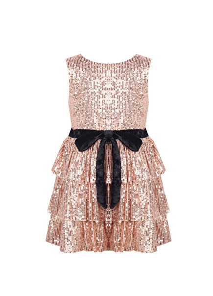 Salmon Sequined Girls' Dress