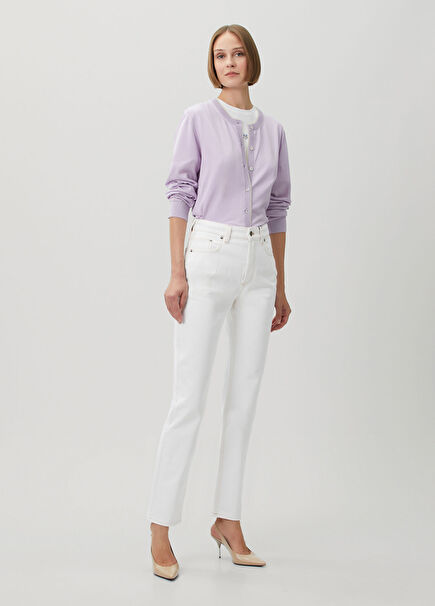 Beyaz Straight Leg Jean Pantolon