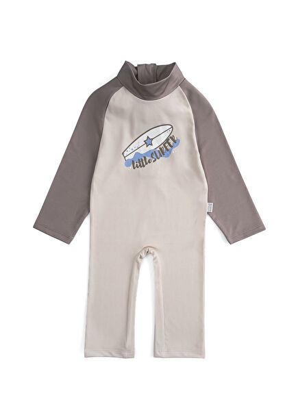 Little Surfer Bej UV Korumalı Uzun Tulum Unisex Çocuk Mayo