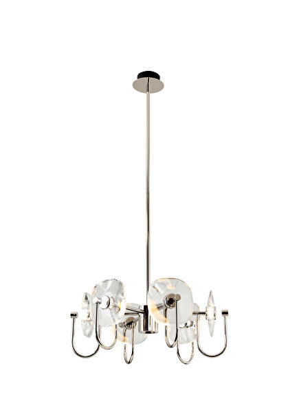 Skopje Clear Crystal Chrome Glass 6 Pcs Pendant Chandelier