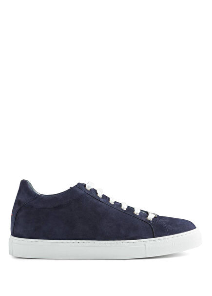 Navy Blue Men's Leather Sneakers