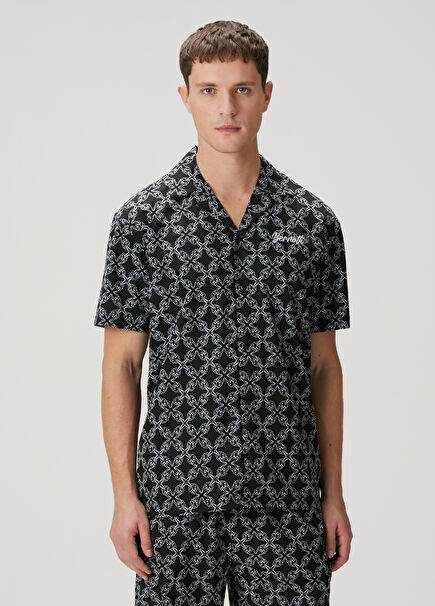 Black Digital Printed Short Sleeve Shirt