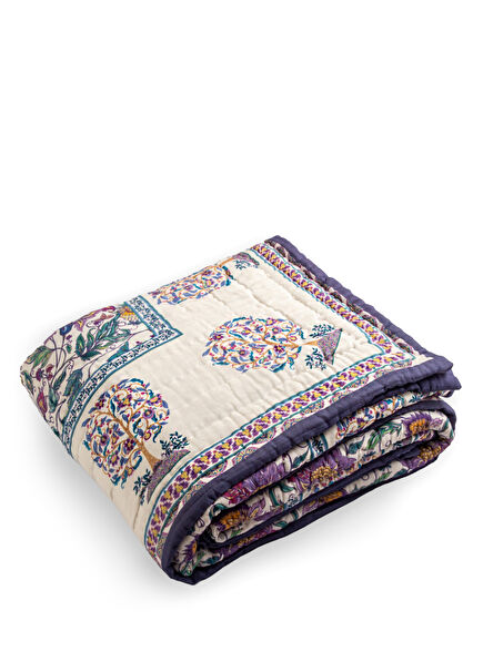 Roots Lilac Organic Cotton Double Bedspread 220 x 240 cm