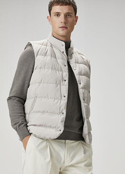 Bej İnce Kapitone Yelek