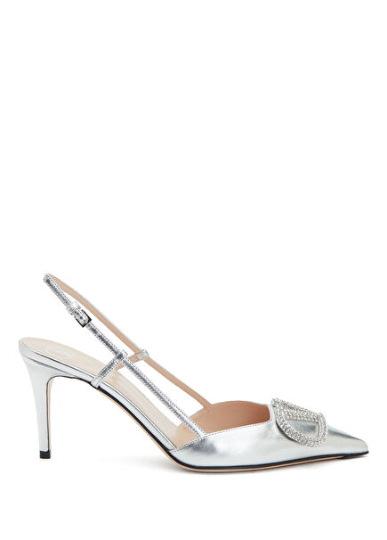 Vlogo Silver Leather Heels
