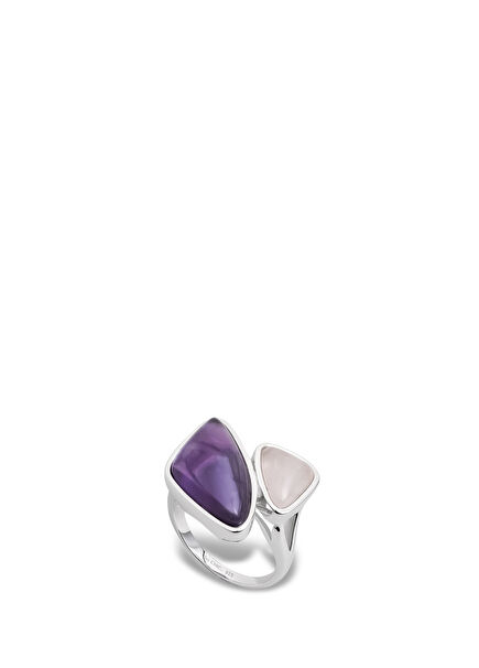 Elegance Amethyst 18K White Gold Plated 925K Sterling Silver Women's Ring