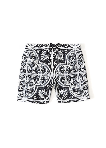 Black And White Patterned Boys Swimsuit
