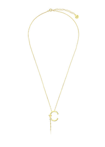 Deniz C Harfi Gold 14 Ayar Altın Kadın Kolye