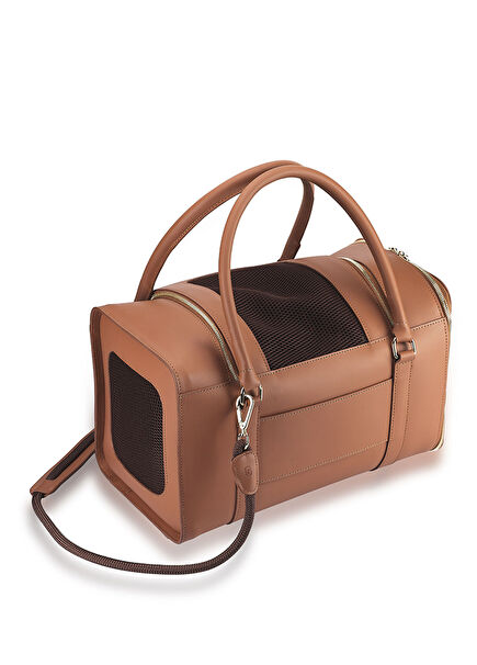 Tan Leather Pet Carrier Bag